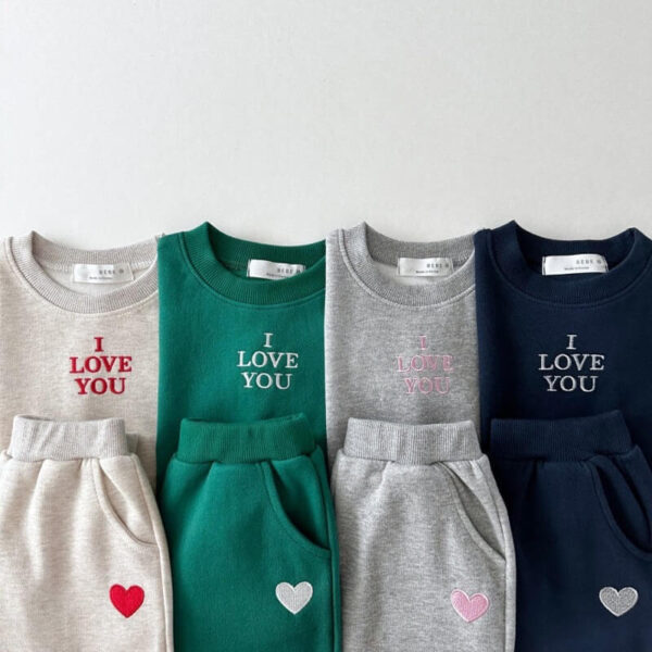 韓版 love u 刺繡休閒套裝