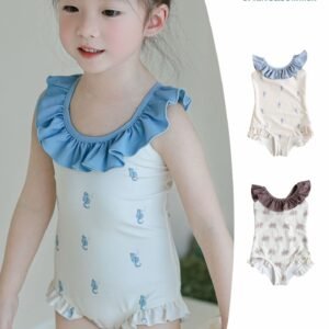 荷葉邊海馬/椰子樹泳裝+泳帽