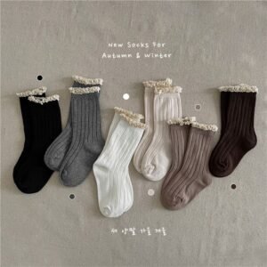 甜美蕾絲花邊棉襪六雙一組