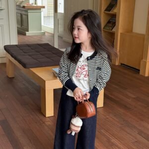 撞色條紋針織衫外套