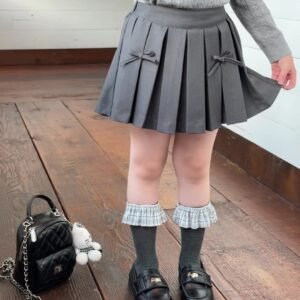 學院蝴蝶結百褶褲裙